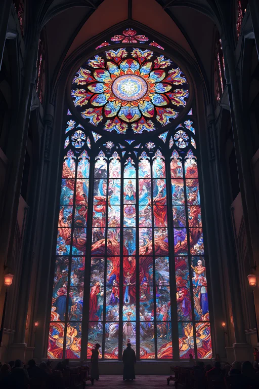 Giant Geometric Shape, Epic Stained Glass Window Of A Church...