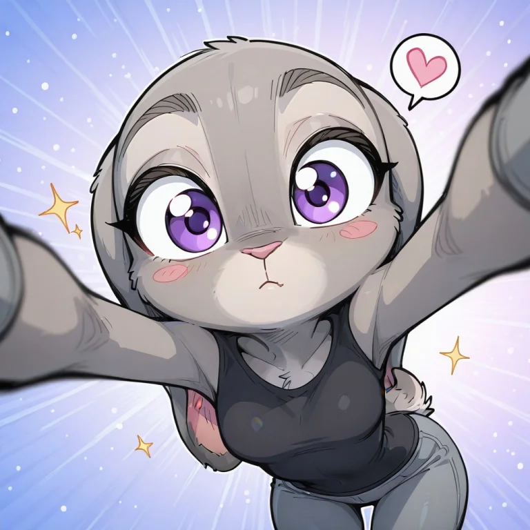 Judyhopps, 1girl, Solo, Rabbit Girl, Rabbit Tail, Furry, Fur...