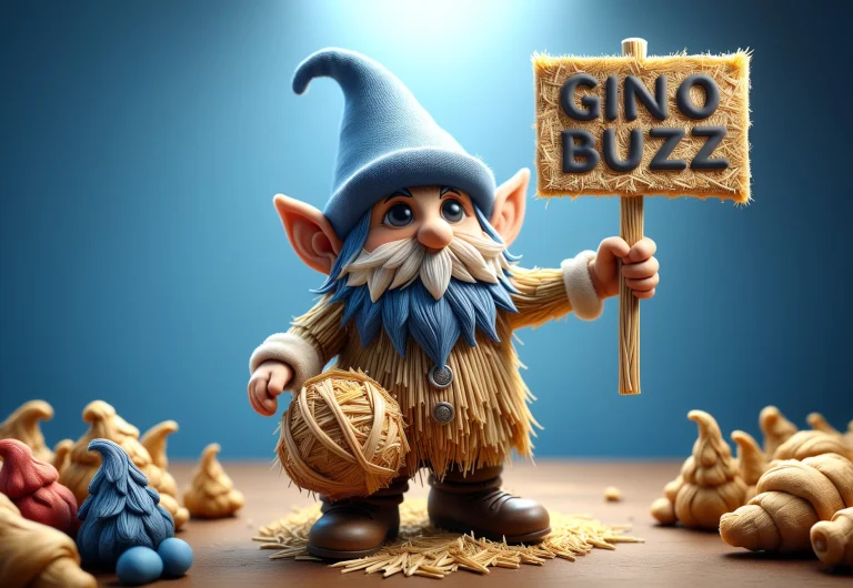 A Little Gnome In A Blue Hat Holds Up A Sign That Says Gno B...
