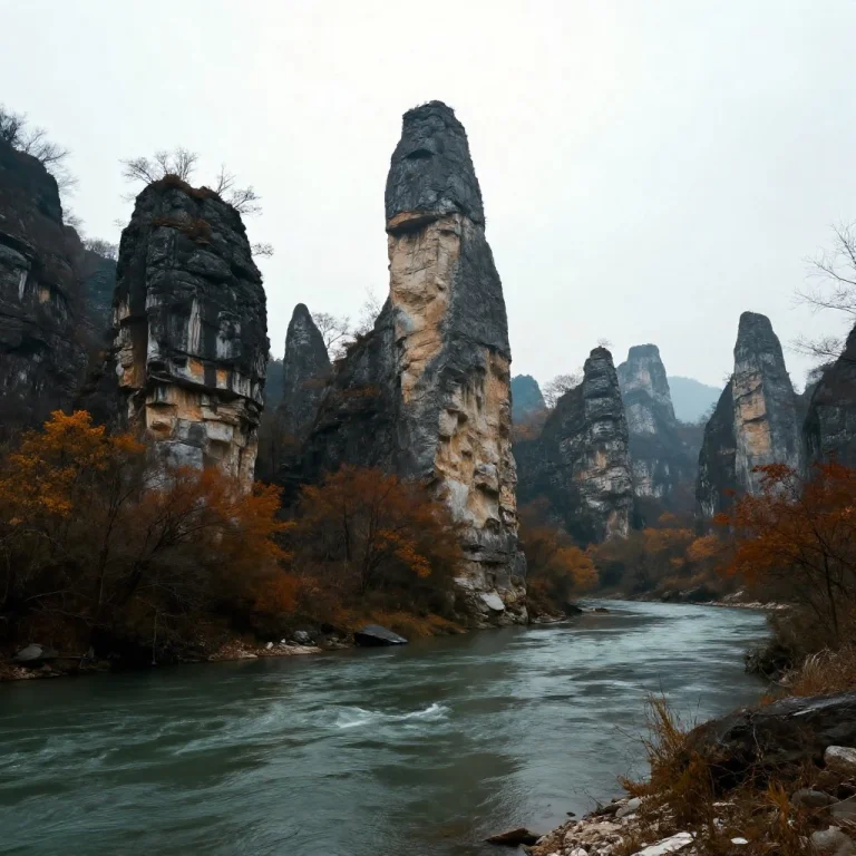 Limestone Karst Towers Rising From A River, Concept Art, Hig...