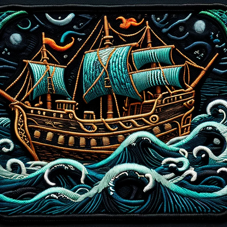 Ral-embroideredpatch, A Giant Kraken Dragging A Ship Down In...