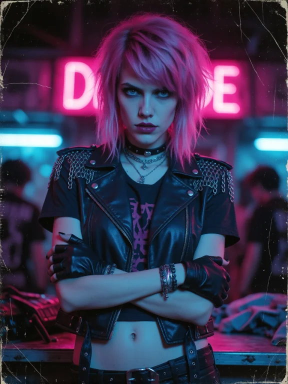 This Photograph Depicts A Young Woman With A Punk Rock Aesth...