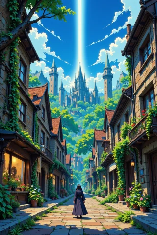 A Fantasy Street With Magicians Beautiful Landscape, Morning... — Stable Diffusion AI Prompt: a fantasy street with magicians beautiful landscape, morning, woman, very intric...