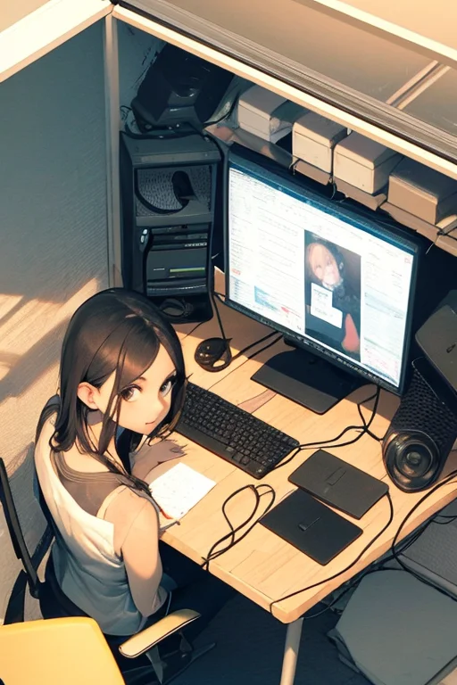 1girl Isometric Loraisometricloconv102, In An Office Cubicle...
