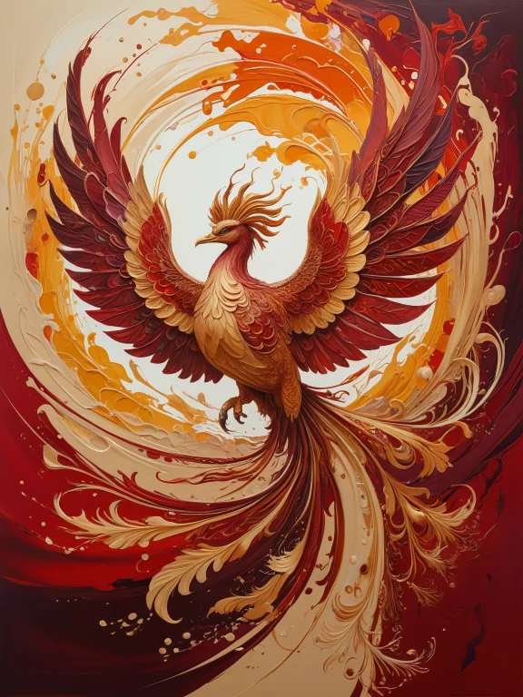 A Mesmerizing Abstract Painting, Dominated By Intense Burgun...