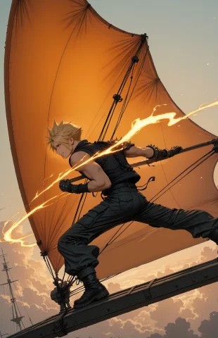 1boy, Solo, Cloud Strife, Spiked Hair, Blonde Hair, Smiling,... — Stable Diffusion AI Prompt: 1boy, solo, cloud strife, spiked hair, blonde hair, smiling, focused, sleeveless...