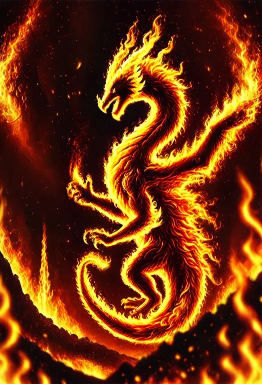 Wreathed In Flames, Inside A Volcano, Dragon, On Fire, Livin...