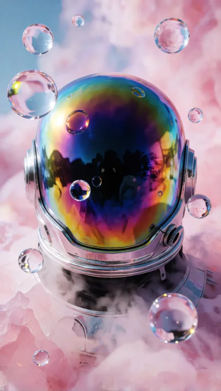 115. Spacefarer Helm Refraction, Iridescent Visor Glass, Flo...