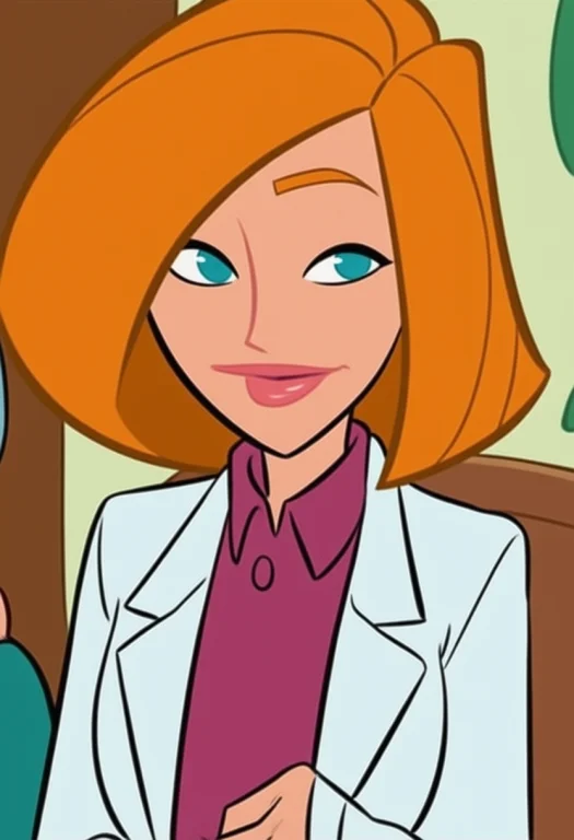 Drannpossible, Short Orange Hair, Blue Eyes, Labcoat,