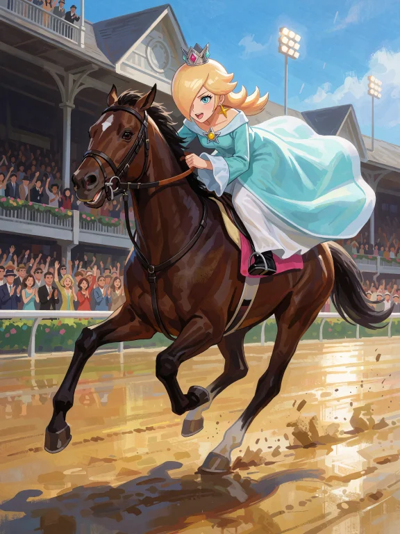 The Princess Rosalina Gallops Fiercely Atop Her Horse Across...