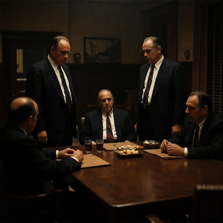 Loragodfather1a Wide Shot Movie Screenshot Of Three Mobsters...