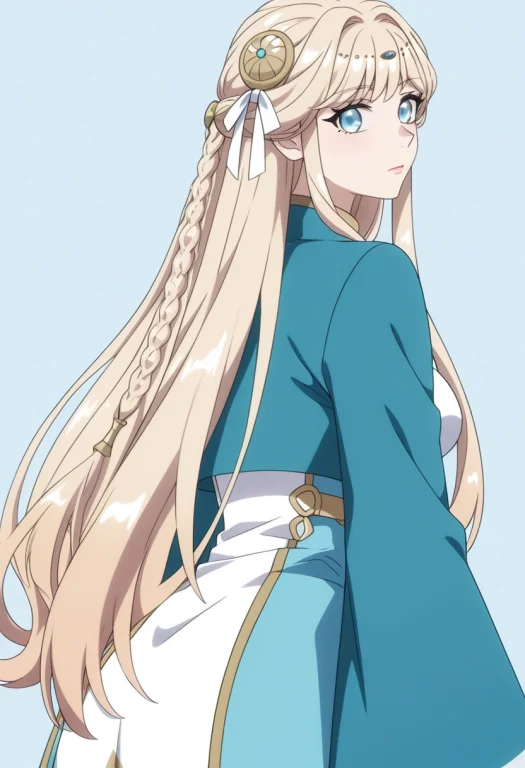 Aria, 1girl, Solo, Long Hair, Blonde Hair, Half Updo, Hair O...