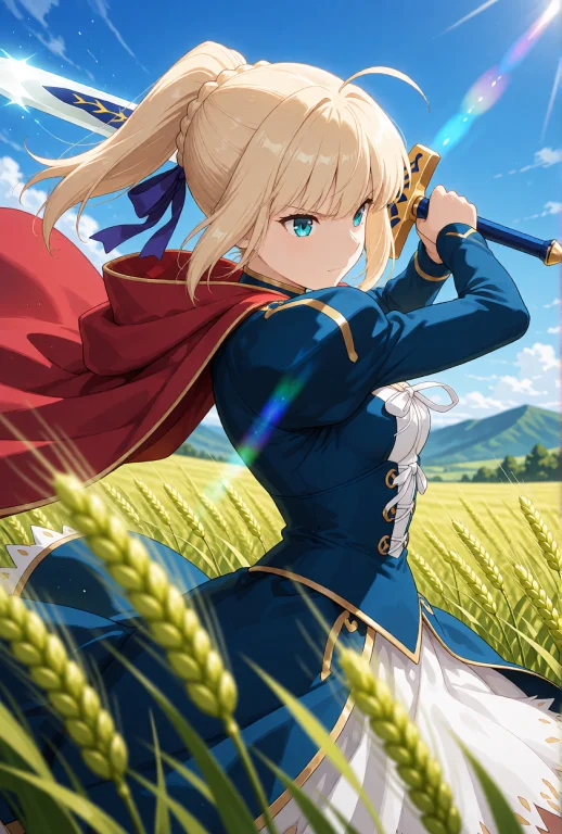 Saber From Fatestay Night, Human, With Blonde Hair Tied In A...