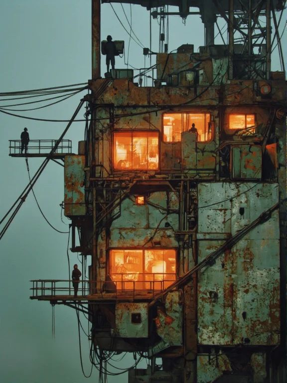 Anganev Style. Futuristic Floating Cityscape Rendered With H...