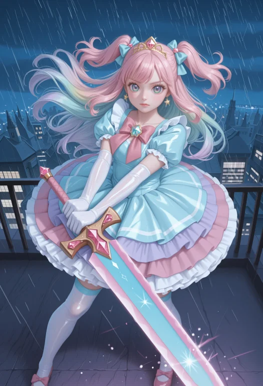 1girl, Rainbow Eyes, Pink Hair, Long Sidelocks, Two Side Up,...