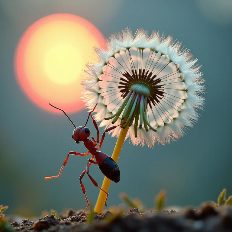 A Single Dandelion Seed Is Flying Against The Background Of...