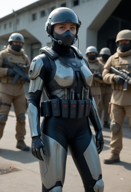 Futuristic Female Biomechanical Soldier