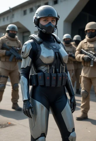 Futuristic Female Biomechanical Soldier — Stable Diffusion AI Prompt: Futuristic female biomechanical soldier
