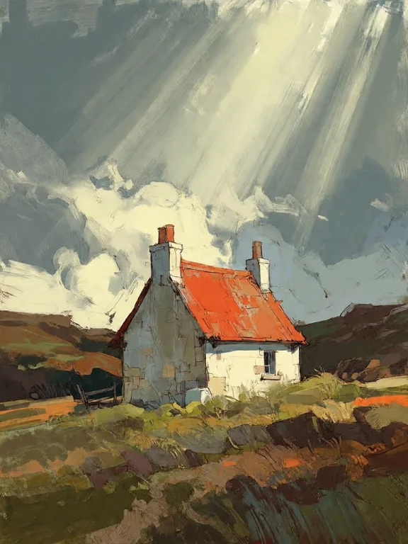 Bradhamel Art Style.the Image Is A Painting Of A Solitary Co...