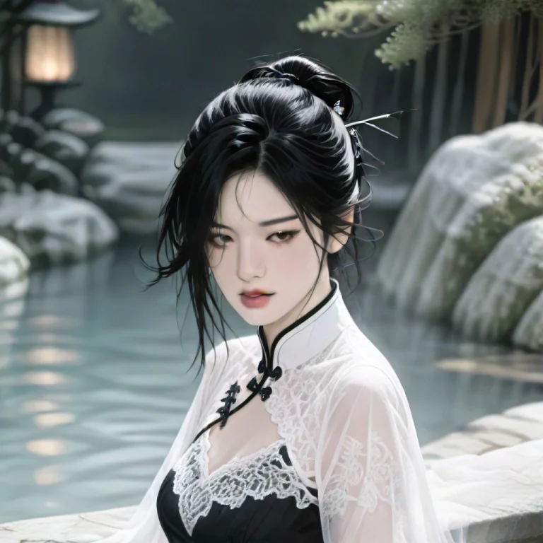 Xiannv Woman, 1girl, Solo, Pale Skin, Slender Eyes, High Nos...
