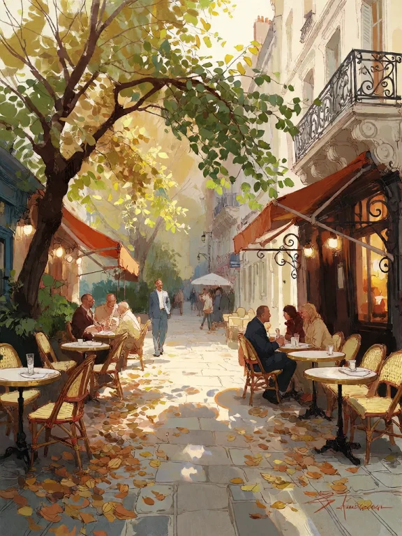 Bradhamel Art Style.the Image Is A Tranquil, Sun-dappled Eur...
