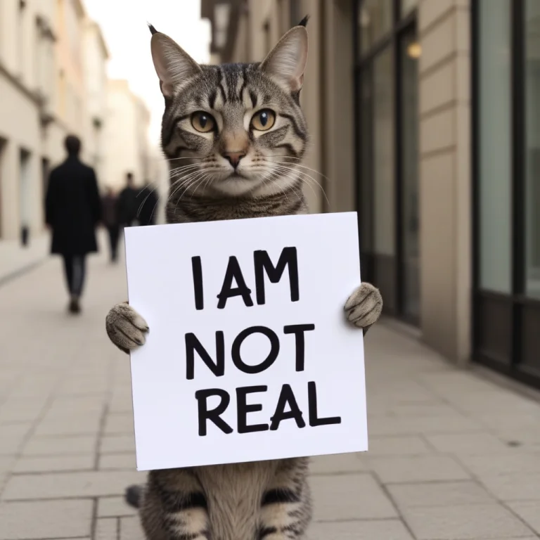 Cat Holding A Sign With Texti Am Not Real Loratext.8