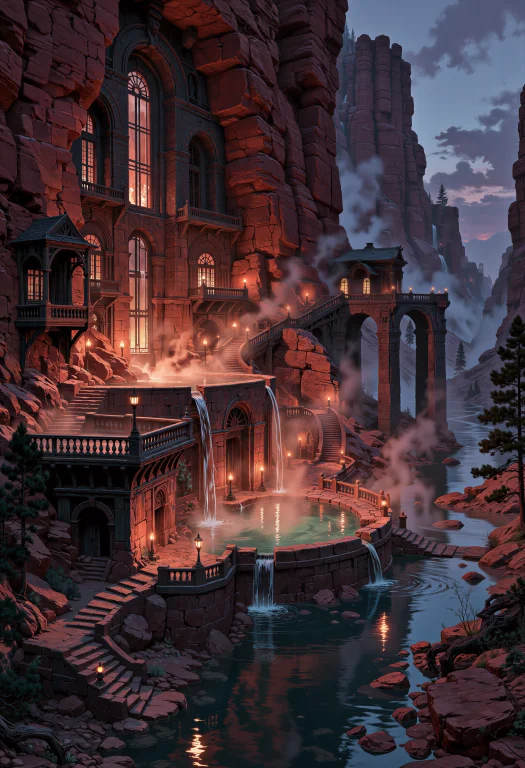 Cinematic Fantasy Illustration, Wide Composition. A Colossal...