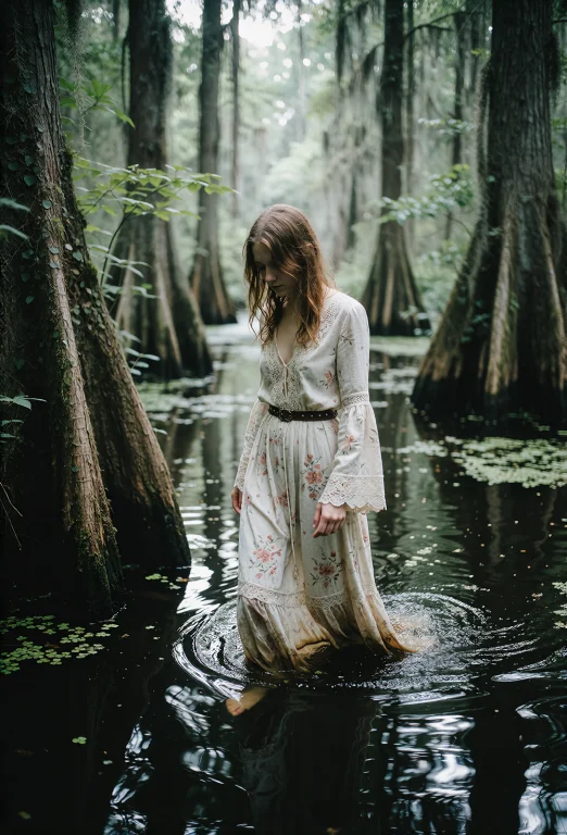 A Quiet, Primeval Fashion Editorial Shot Of A Young Beautifu...