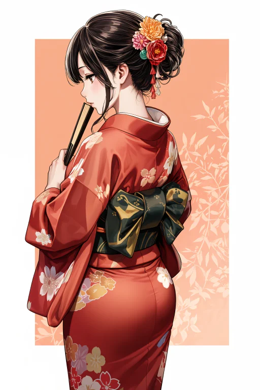 L3eb3rm3jo,. 1girl, Solo, Casual Komon Kimono1.1, Muted Seas...