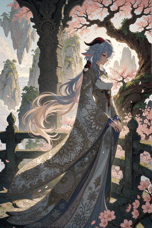 M0nm0n, Flat Colors With Thin, Elaborate Linework. Ganyu Fro...