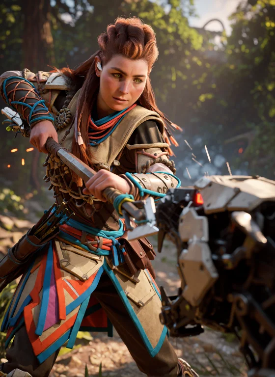 Aloy. This Is A Detailed Digital Artwork Frontal View Depict...