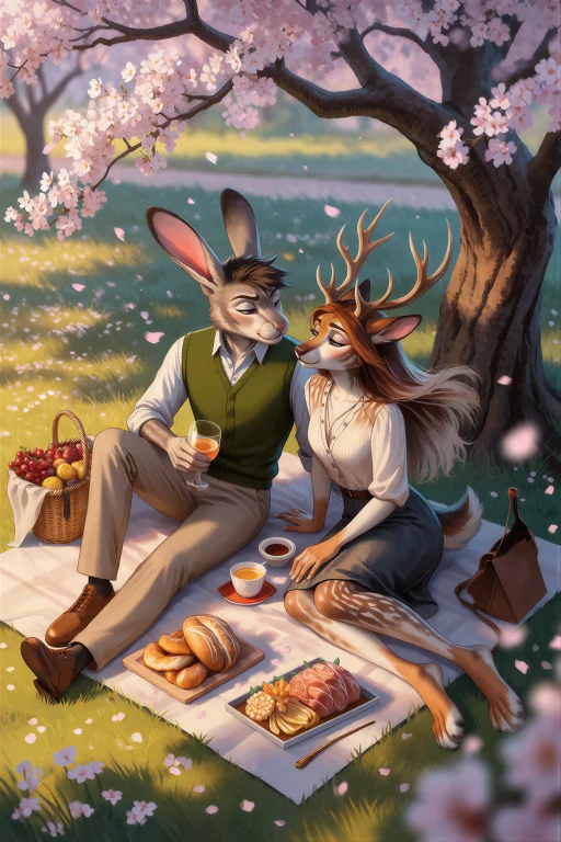 R1lisit1ka, An Anthro Rabbit And Deer Couple Sharing A Picni...