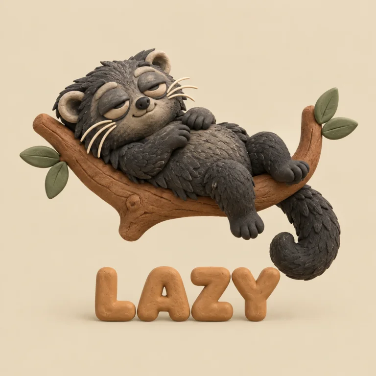 Dans Un Style Quirky Claymation Character Icons. Un Binturon...