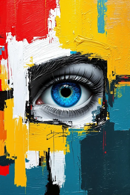 Create An Abstract Painting Featuring A Highly Detailed, Rea...