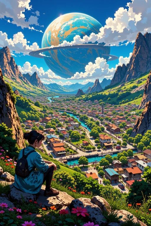 Planetary Town Beautiful Landscape, Morning, Woman, Very Int...