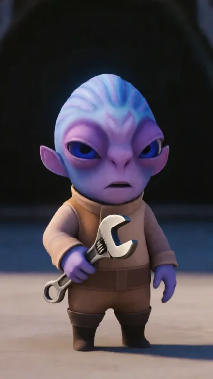 P3n, A Tiny Alien Character Holding A Wrench