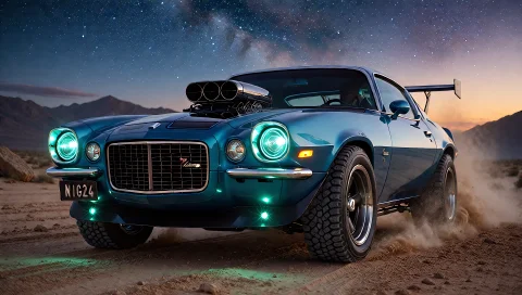 Dark Futuristic Camaro — Stable Diffusion AI Prompt: dARk_Fntsy, mk brutal style, CamaroZ28_1970 dARk_Fntsy, mk brutal style, CamaroZ...