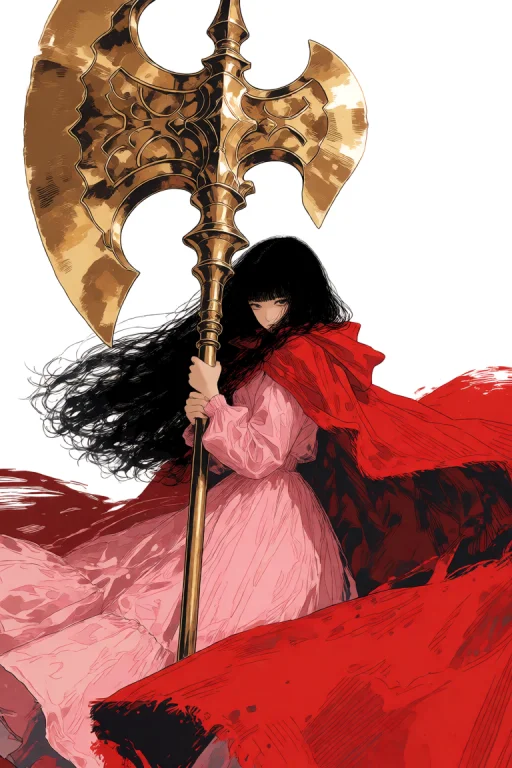 Nijisis, Anime Style, A Girl With Long Black Hair Holding A...