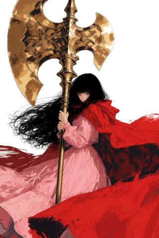 Nijisis, Anime Style, A Girl With Long Black Hair Holding A... — Stable Diffusion AI Prompt: @NIJISIS, anime style, a girl with long black hair holding a massive, oversized,...