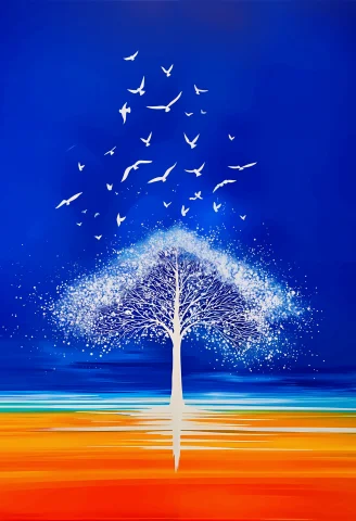 Masterpiece,solitary White Tree With Graceful Branches, Mini... — Stable Diffusion AI Prompt: masterpiece,solitary white tree with graceful branches, minimalist composition,...