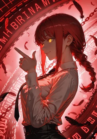 Smile,side View,finger Gun1.5 1 Girl,makima,chainsaw Man ,ri... — Stable Diffusion AI Prompt: ((smile,side view,finger gun:1.5)) ((1 girl,Makima,/(chainsaw man/) ,ringed eyes...