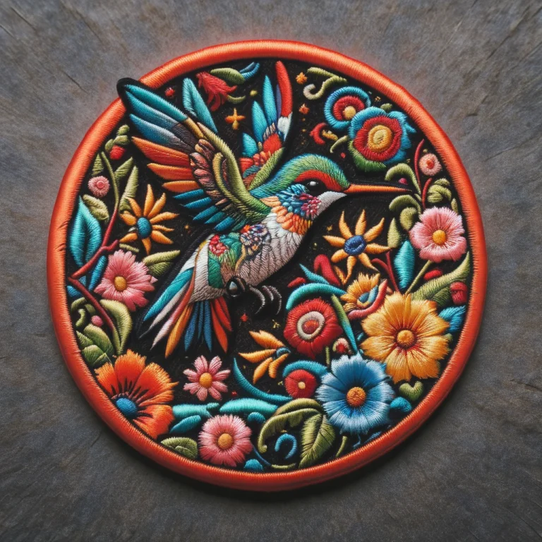 Ral-embroideredpatch A Round Embroidered Patch Featuring A C...