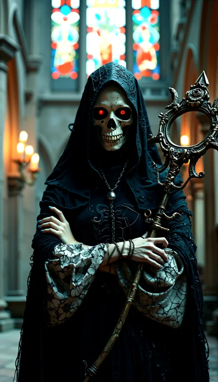 The Figure Stands With Arms Crossed Over Her Chest, Holding...