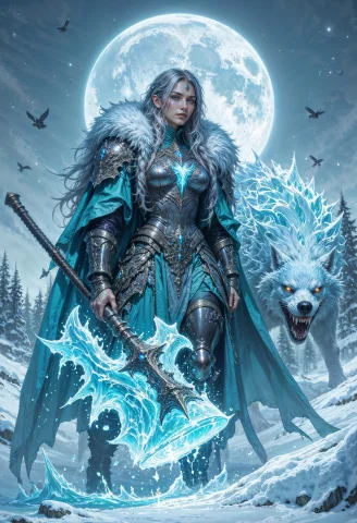 A Warrior Of Ice And Vengeance, The Frostbound Valkyrie Emer... — FLUX AI Prompt: A warrior of ice and vengeance, the Frostbound Valkyrie emerges from the frozen...