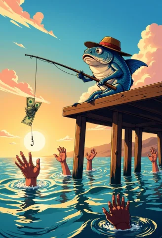 Bmstyle, Anime, An Anime-style Scene Featuring An Anthropomo... — FLUX AI Prompt: BMStyle, Anime, An anime-style scene featuring an anthropomorphic fish sitting c...