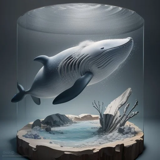 A Whale Skeleton Made Of Blown Glass, Expressive Brushwork,...