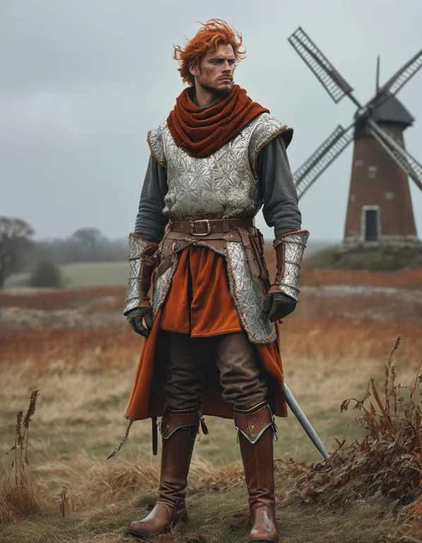 A Male Guard Clad In Adorned With Silver Threading Wool Rust...