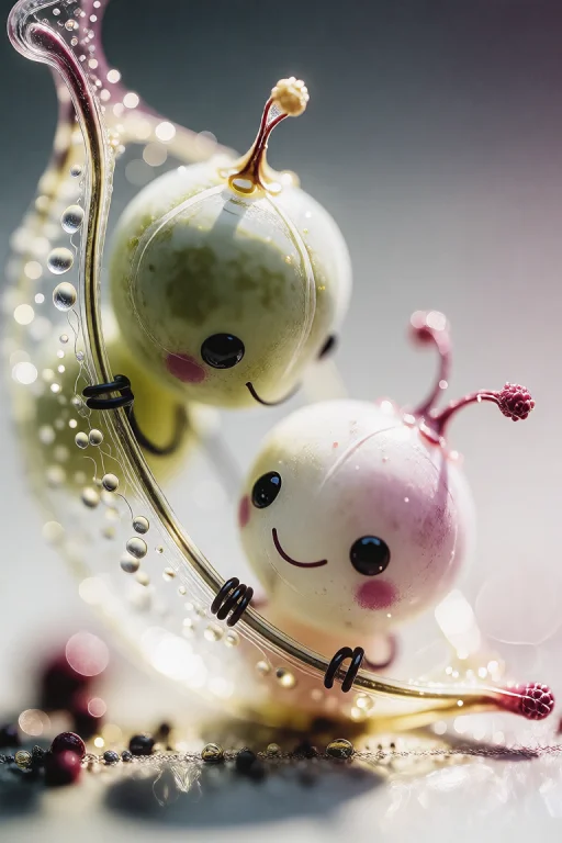 Macro Close-up Showing Tiny Smiling Chibi Peas Inside A Tran...