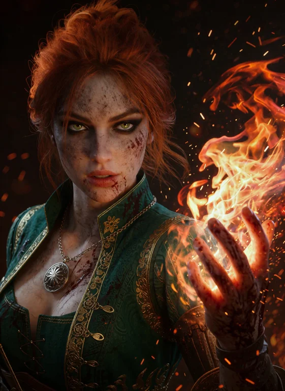 A Hyper-realistic, Cinematic Dark Fantasy Portrait Of Triss...