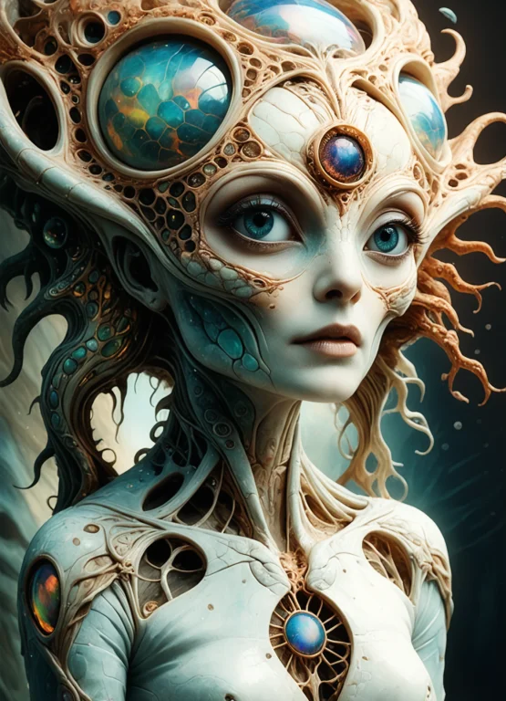 Surrealism, Ombre Color Scheme Of White ,opal ,iridescent V...